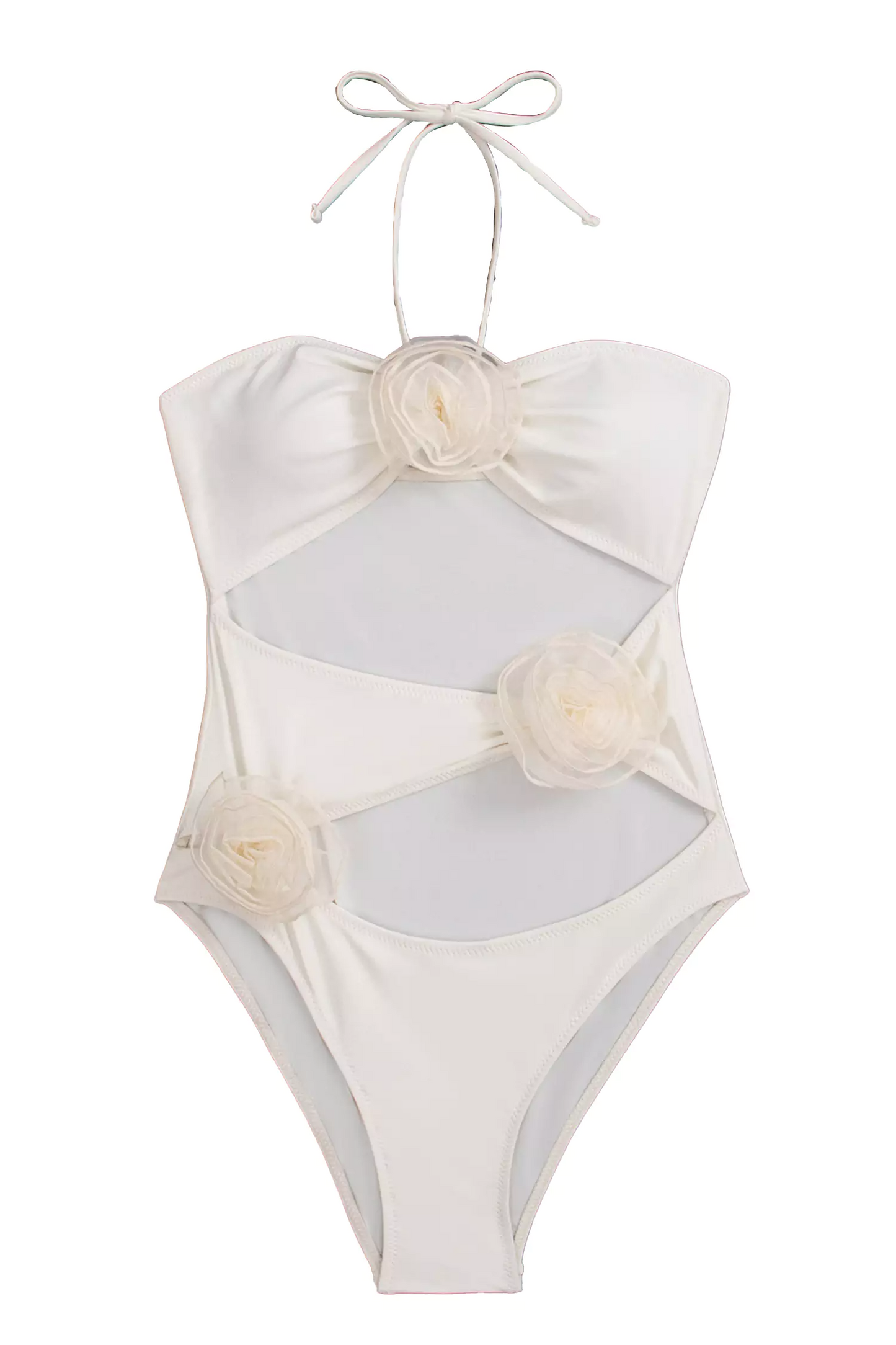 Haylee White Roses Halter Swimwear