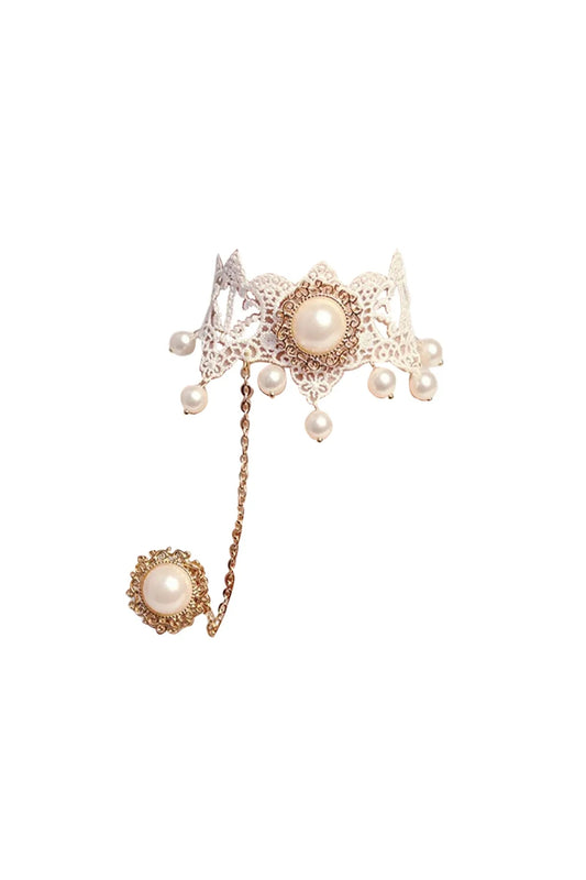 Yoli Pearl Ring Lace Hand Ornaments