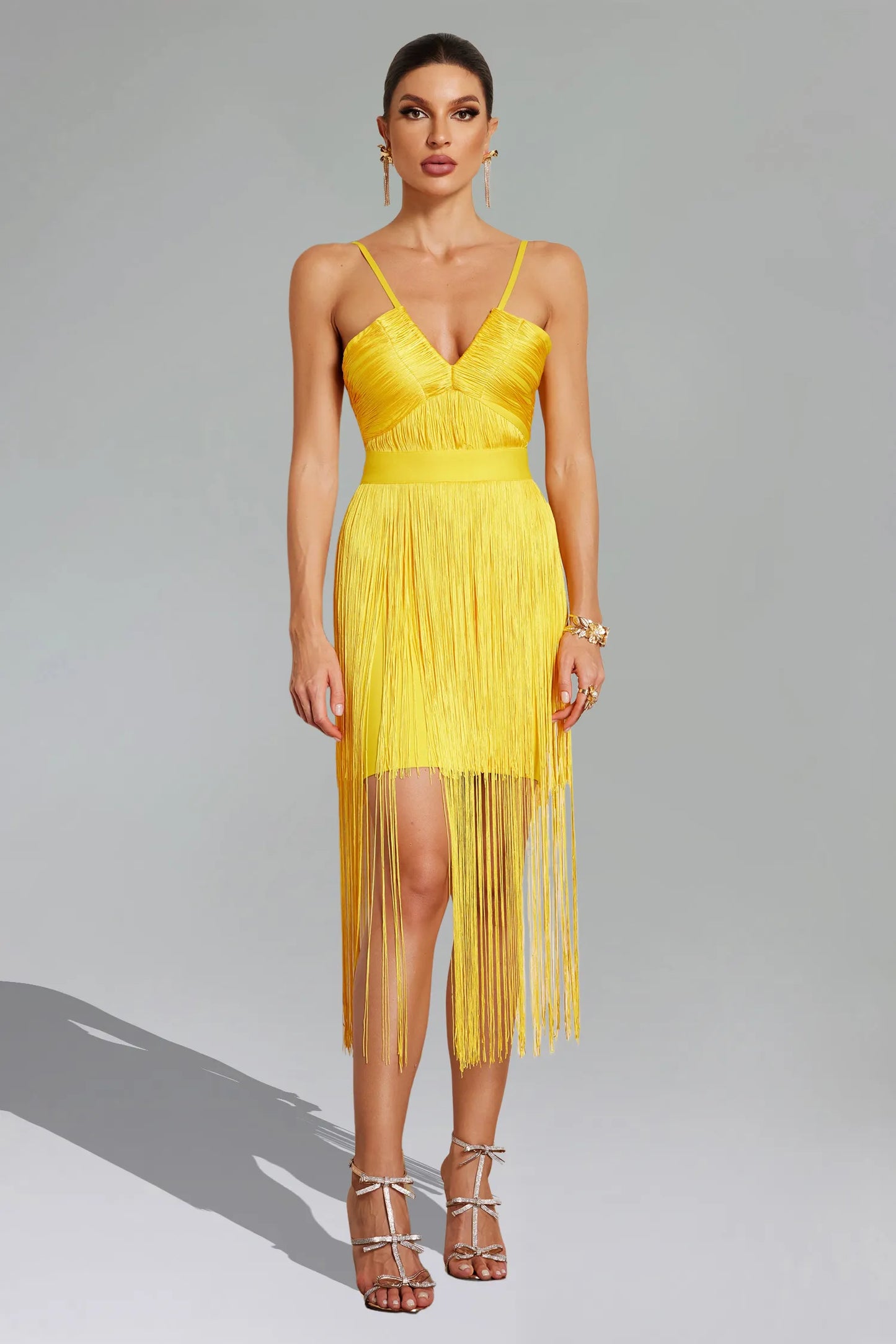 Dizzt V Neck Fringe Dress