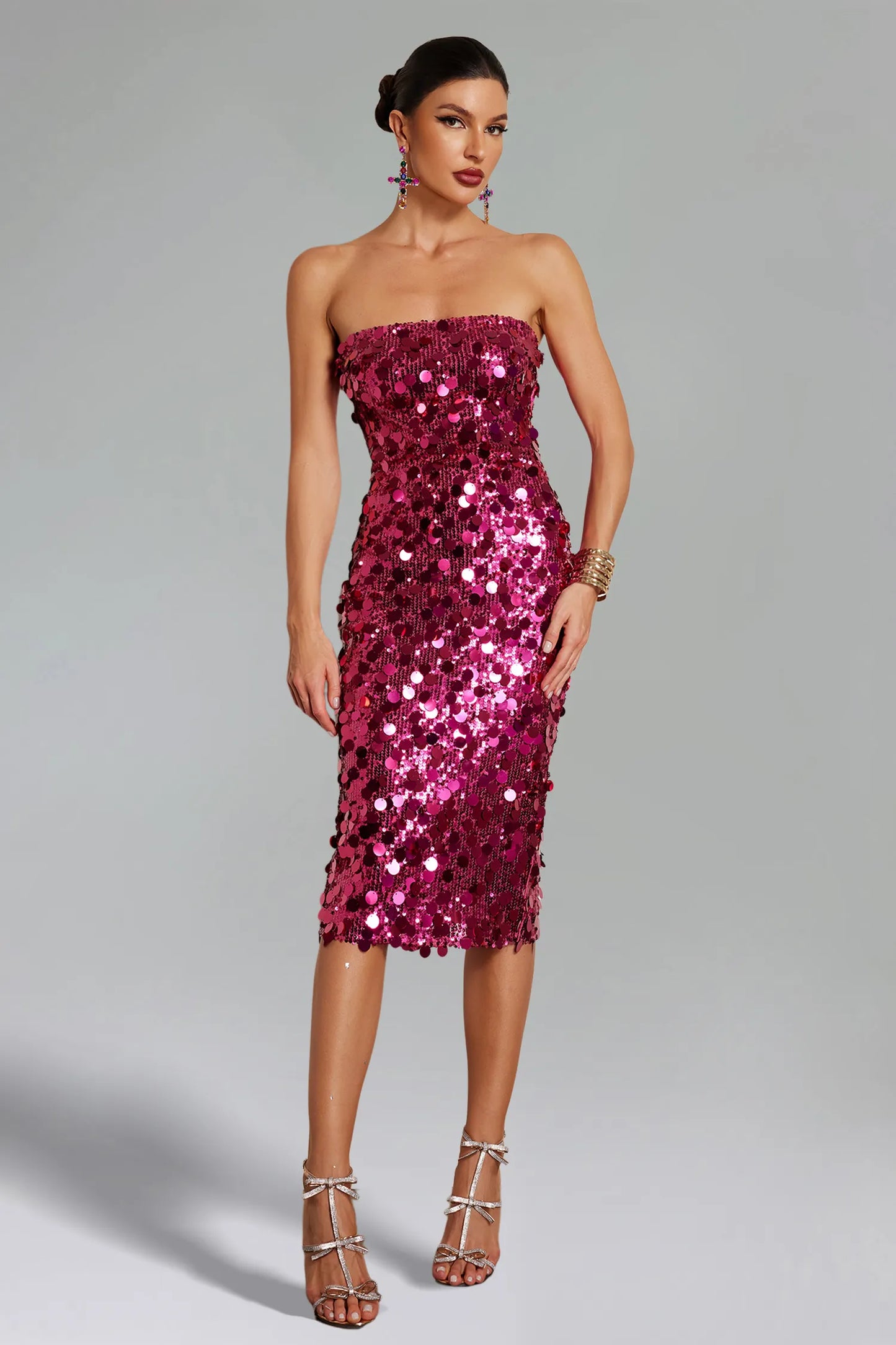 Lolic Sequins Tube Mini Dress