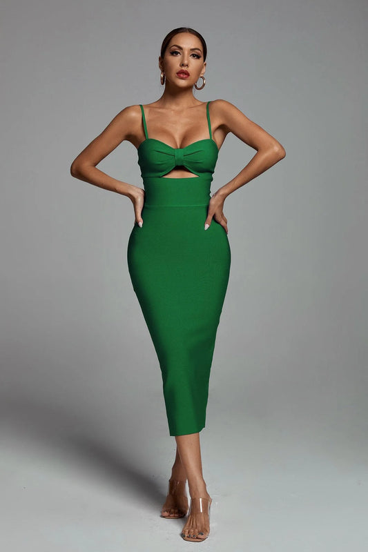 Hollow Bandage Dress - Green