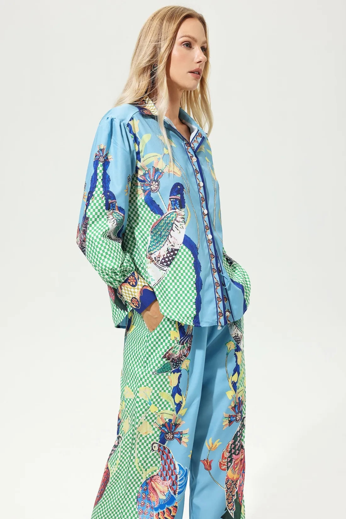 Boho Lantern Sleeve Lapel Buckle Suit