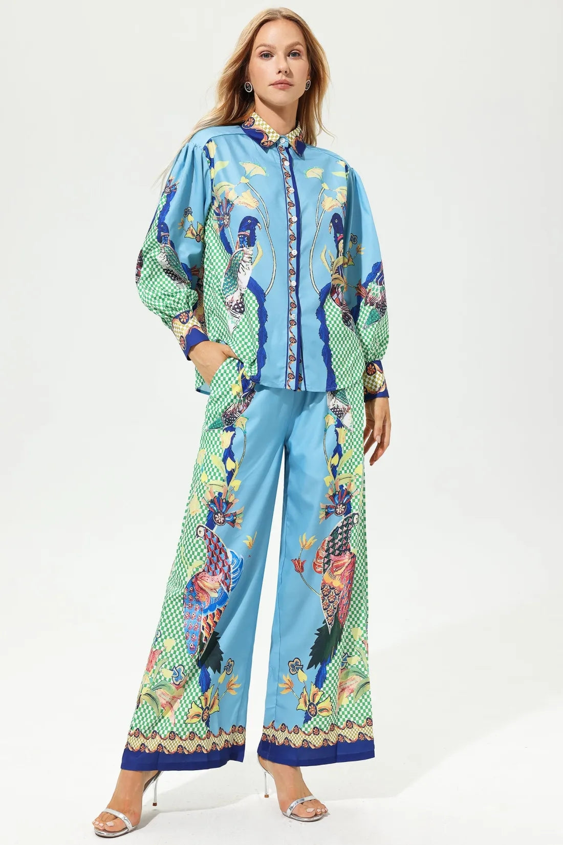 Boho Lantern Sleeve Lapel Buckle Suit