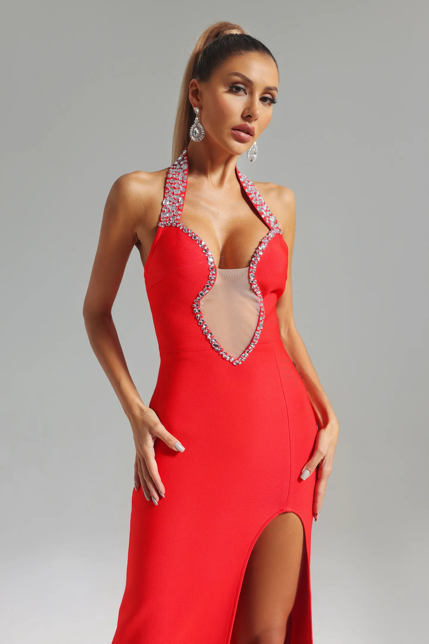 Nico Diamante Halter Bandage Dress