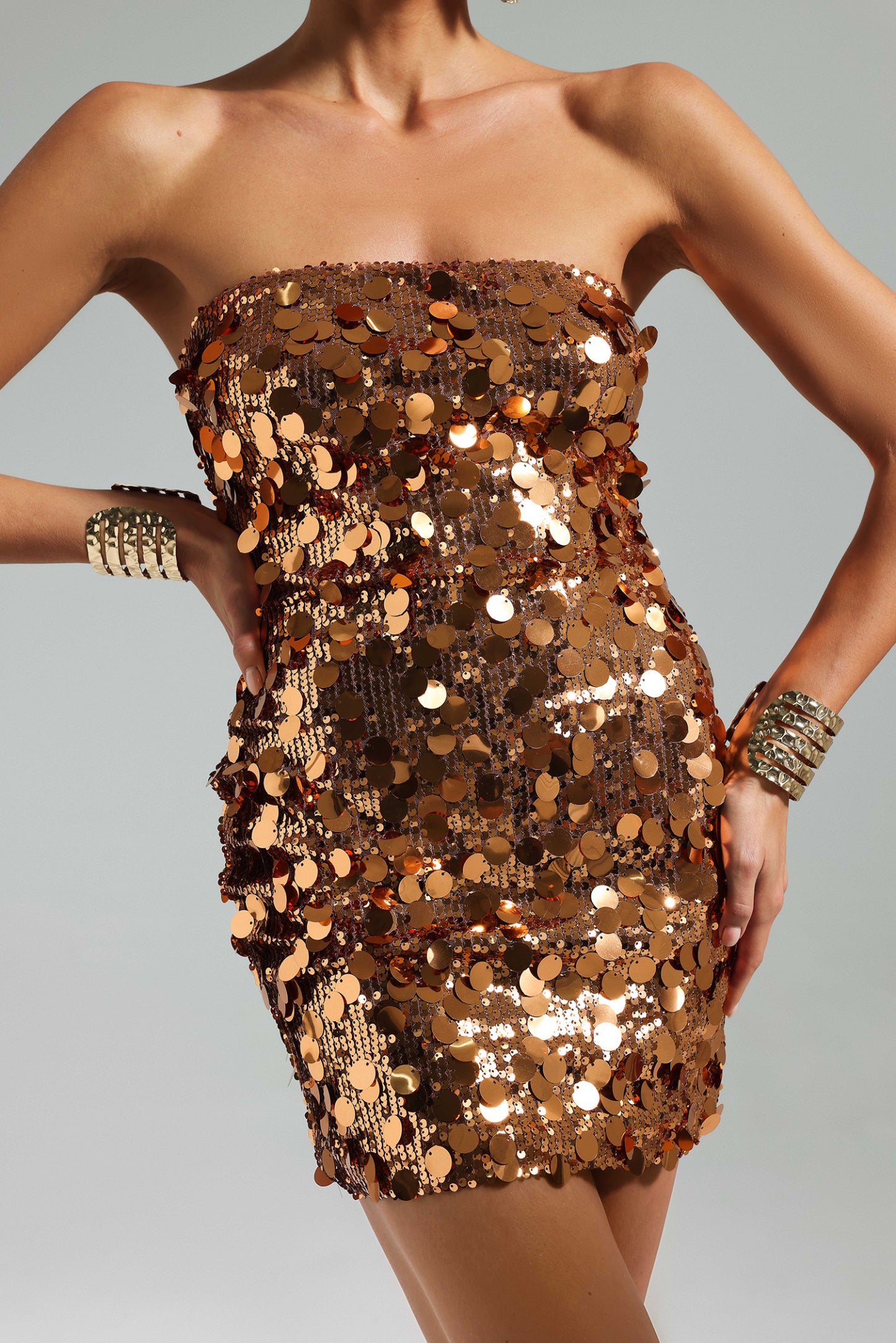 Pablo Sequins Strapless Mini Dress