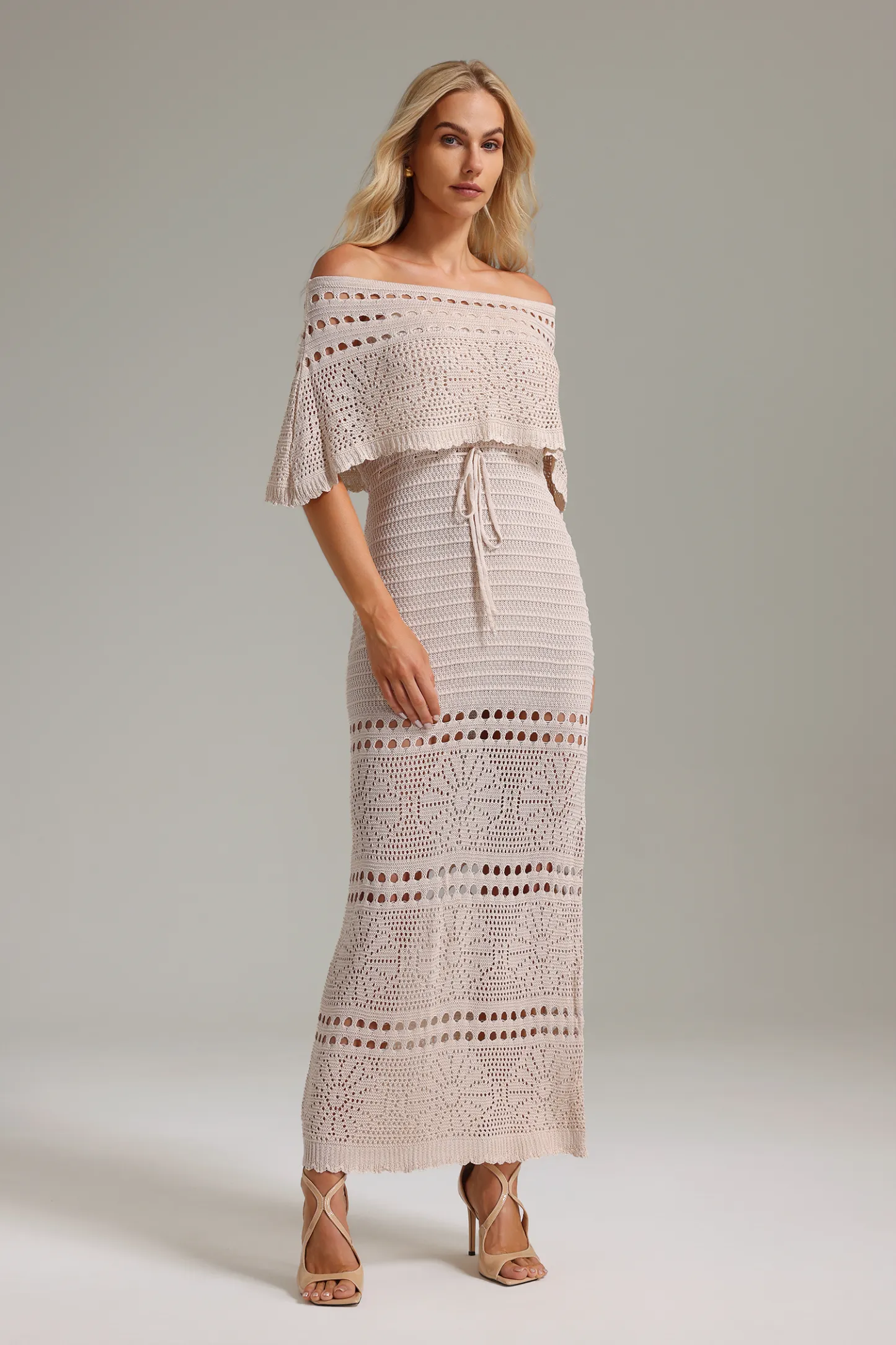 Hedar Off-shoulder Hollow Knitted Dress