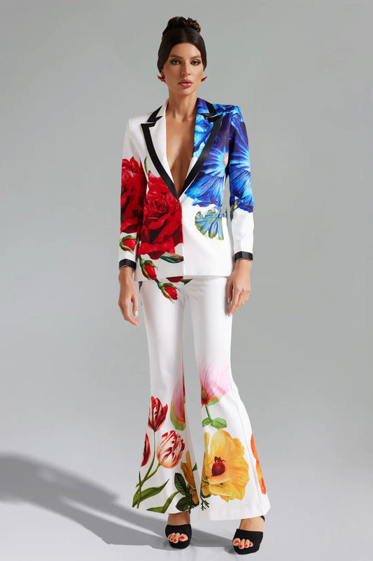 Guga Floral Printed Blazer Set - Floral