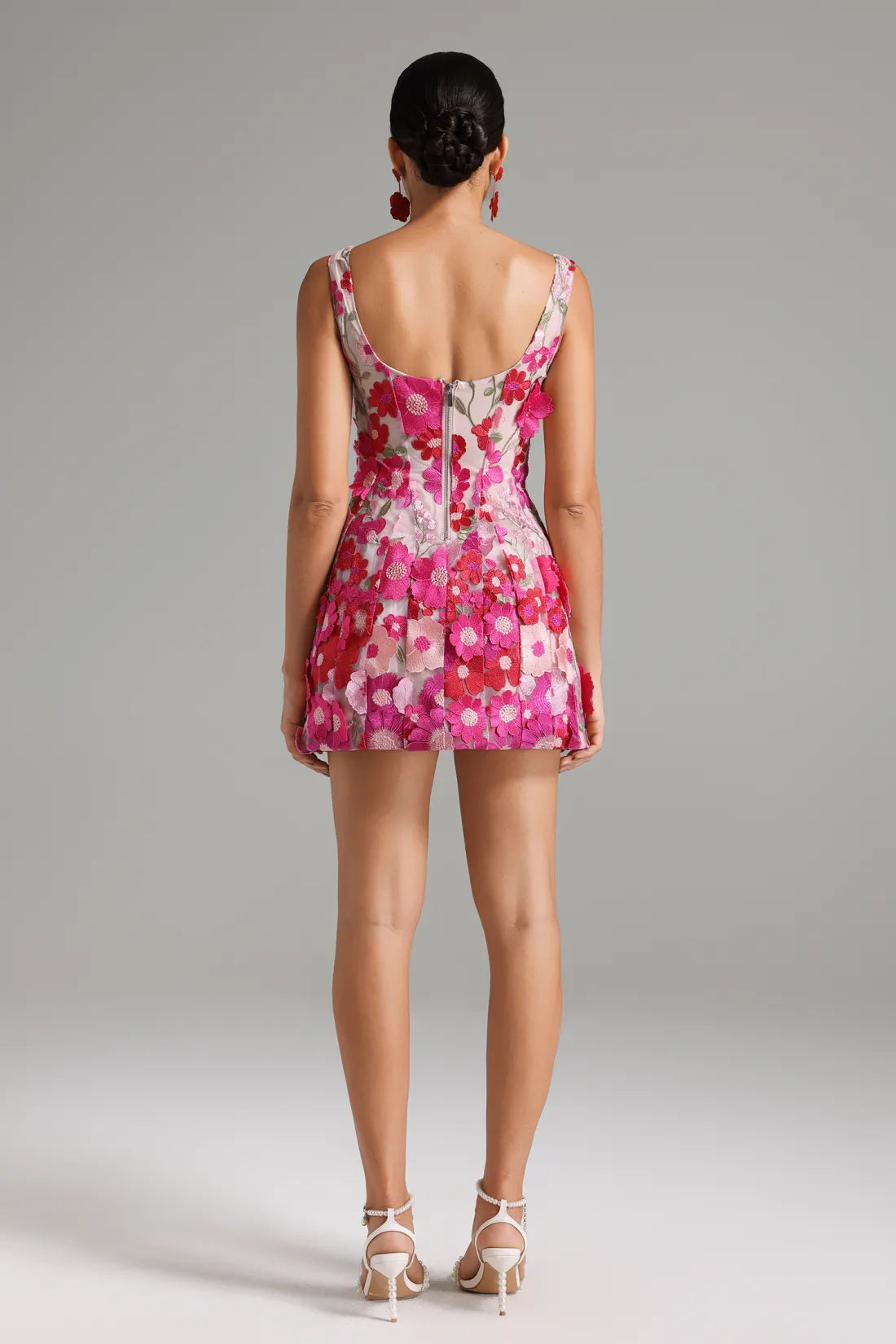 Kasuni Flower Mesh Mini Dress - Floral