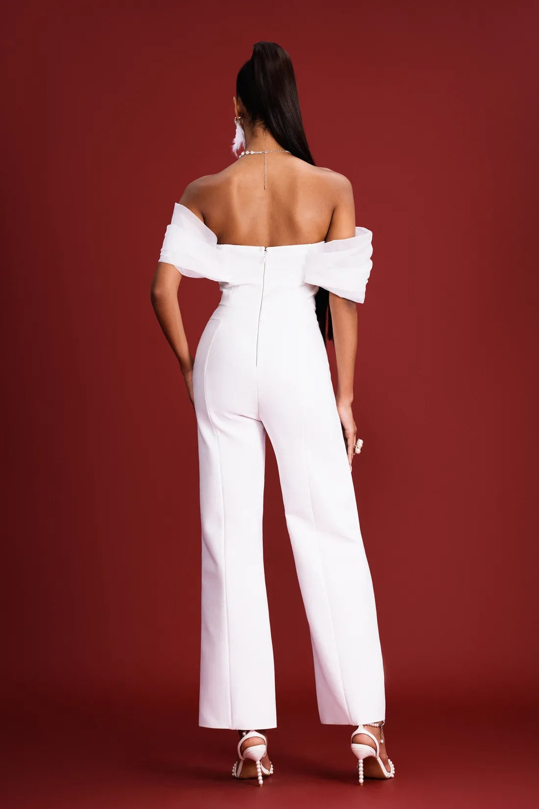 Lliana One Shoulder Mesh Jumpsuit - White