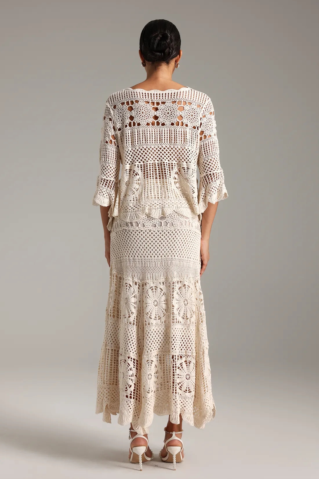 Lakei Crochet Hollow Out Maxi Dress Set