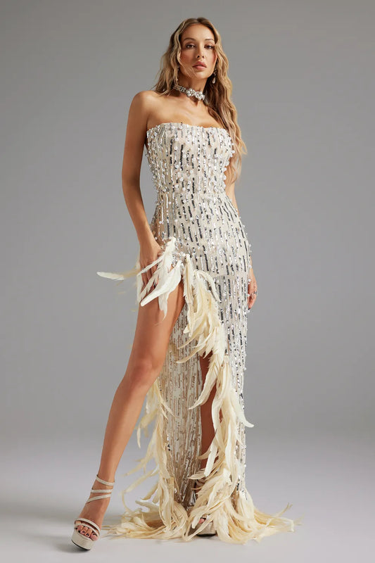 Uerzay Plume Sequined Maxi Dress