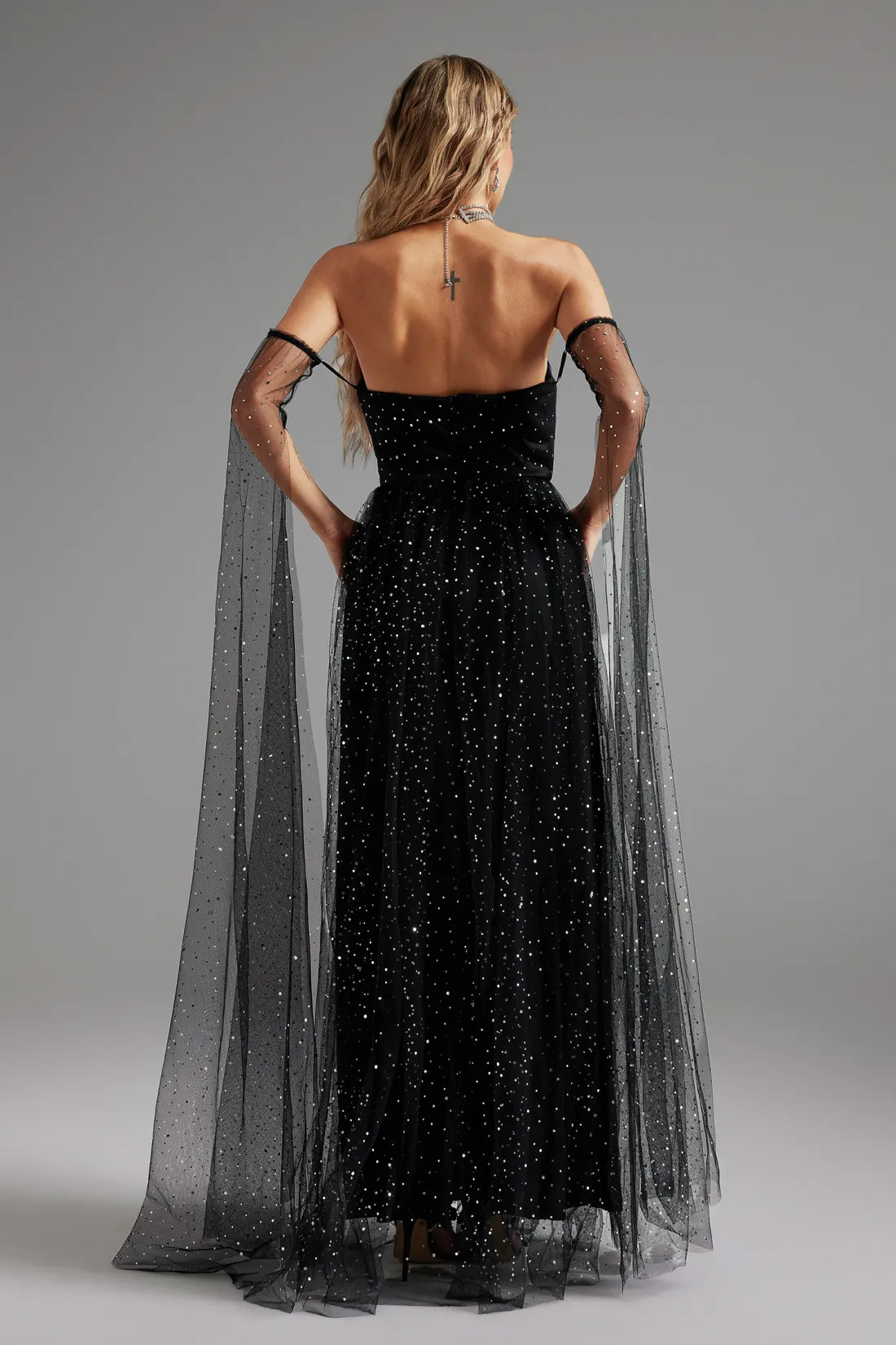 Ente Sequins Mesh Maxi Dress