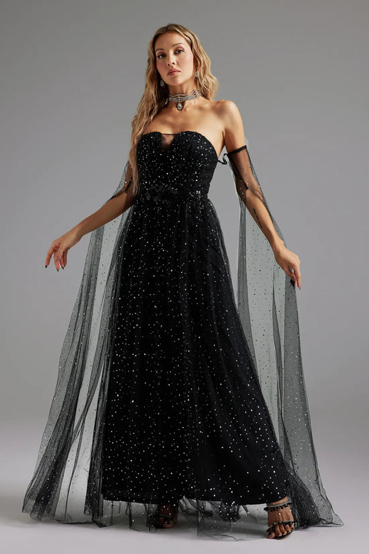 Ente Sequins Mesh Maxi Dress