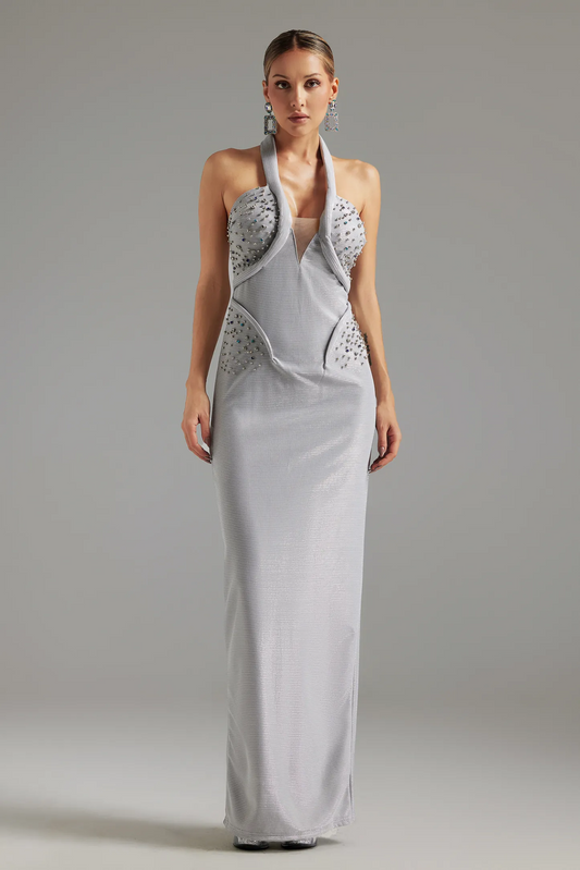 Ente Diamond Halter Maxi Dress