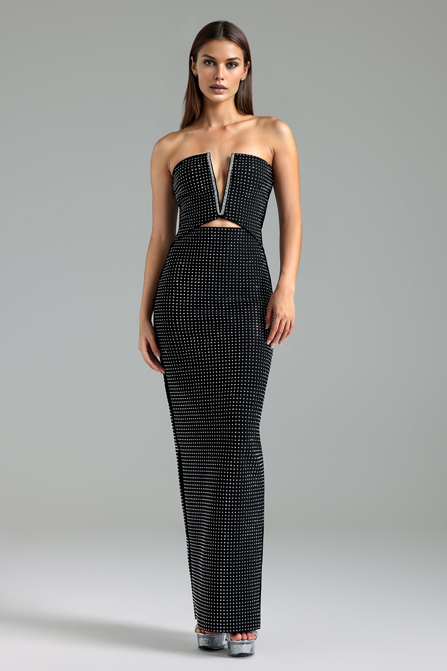 Katja Strapless Diamond Setting Maxi Dress