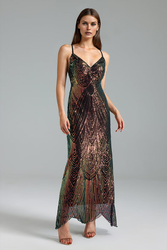 Thea V-neck Sequin Maxi Dress