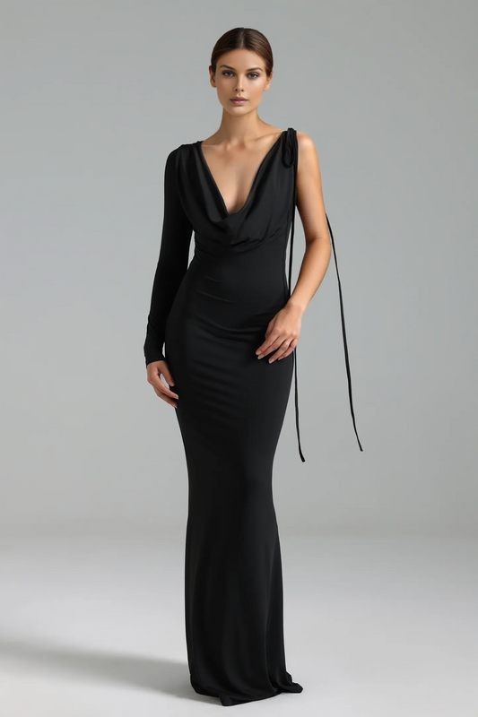 Jayden Deep-V One Shoulder Maxi Dress