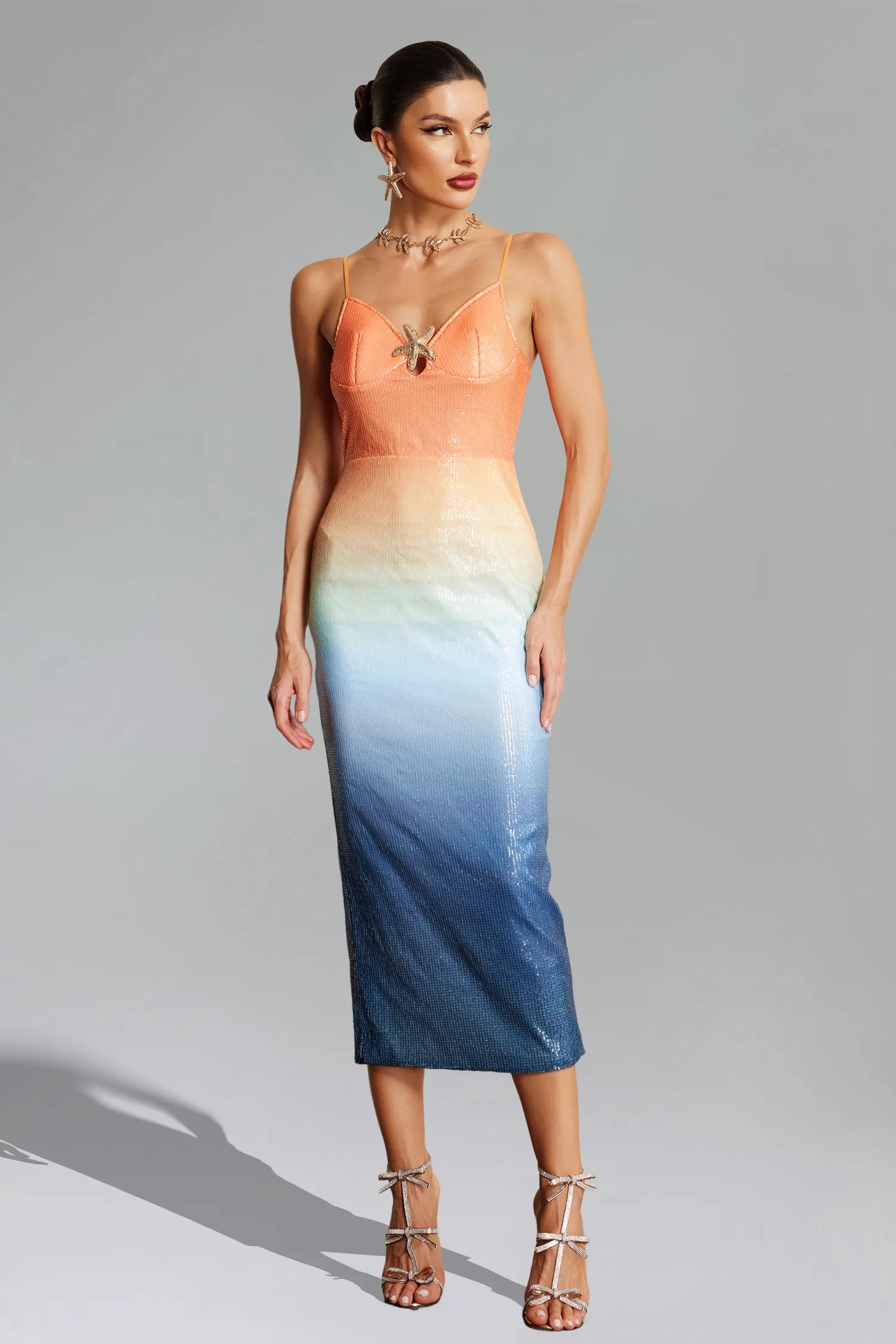 Lexy Gradient Squins Midi Dress