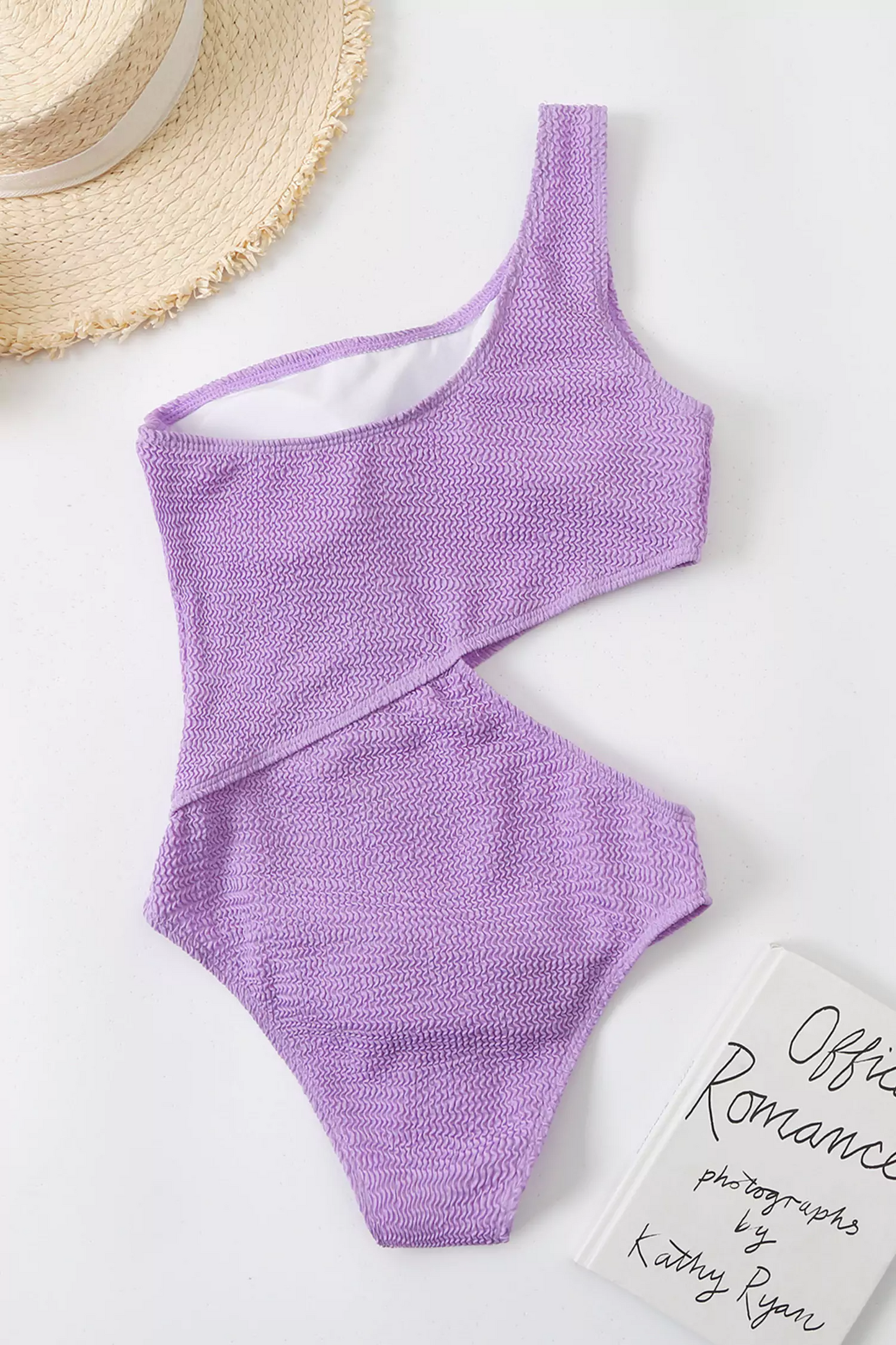 Amaris Purple One Shoulder Cut Our Swimwear