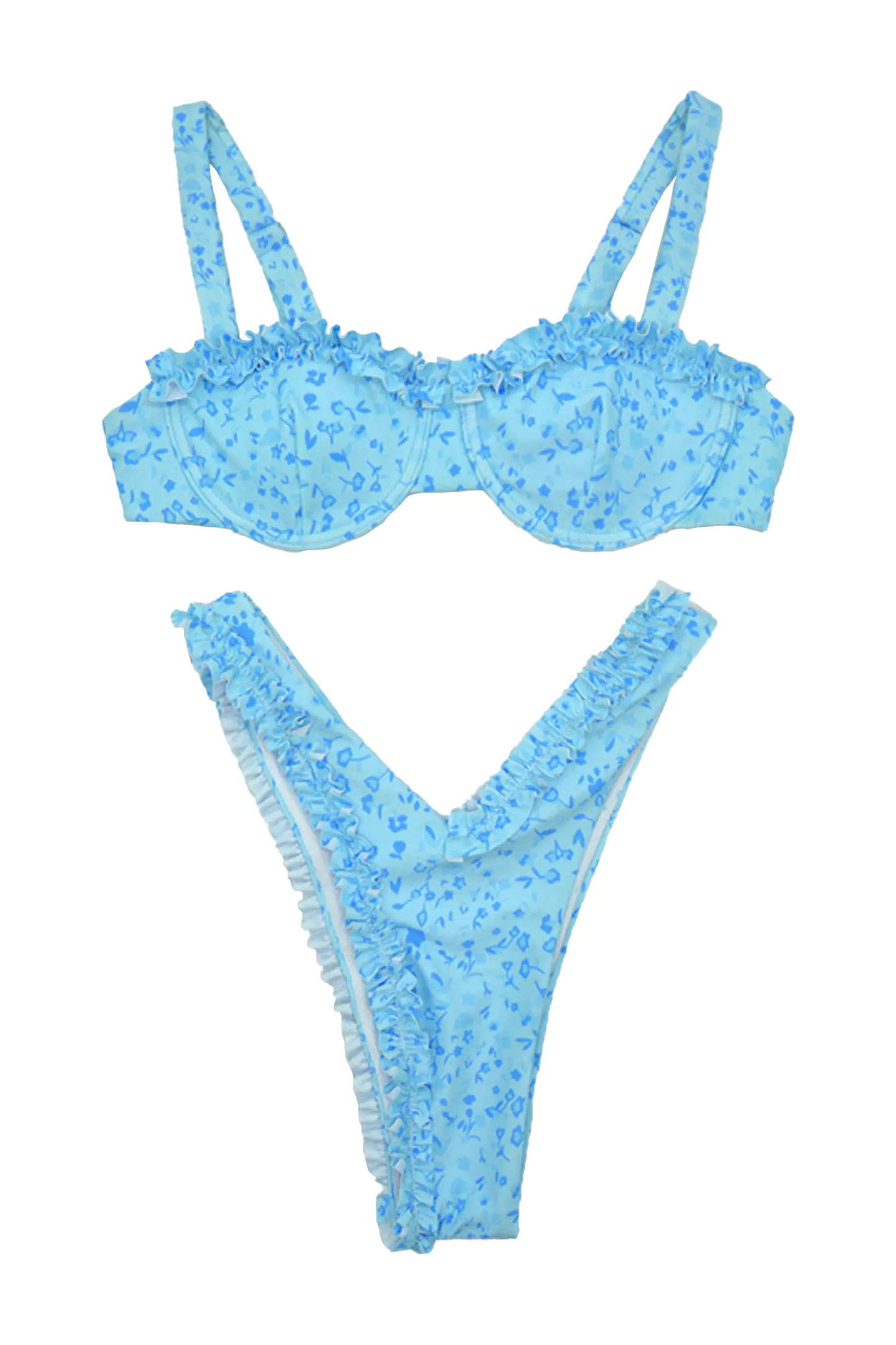 Giavanna Blue Ruched Printed Bikini