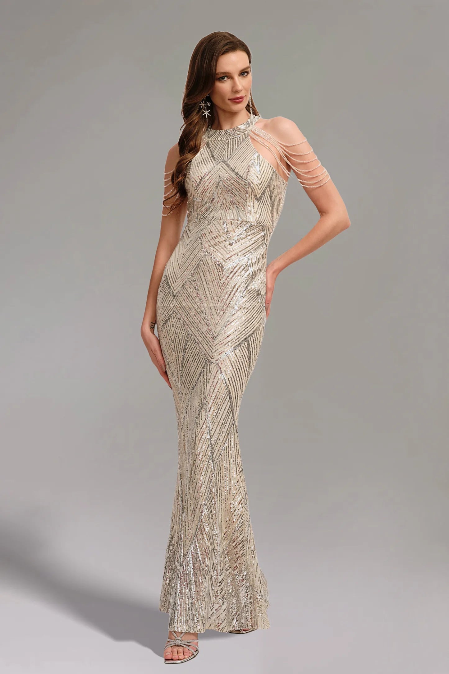 Sierra Sequin Slim Sleeveless Maxi Dress