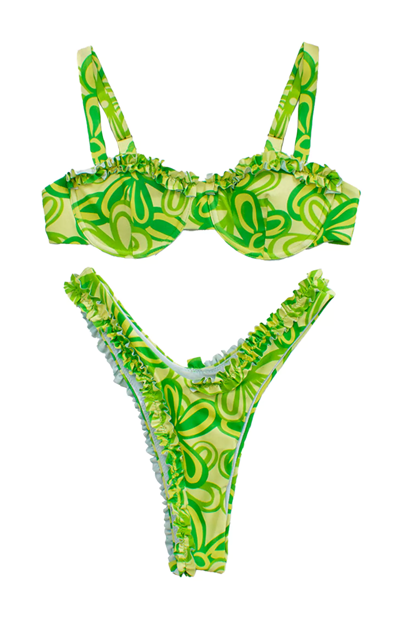 Giavanna Green Ruched Printed Bikini