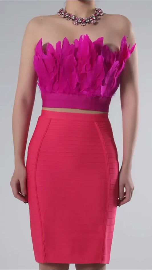 Bethany Feather Top & Bandage Skirt