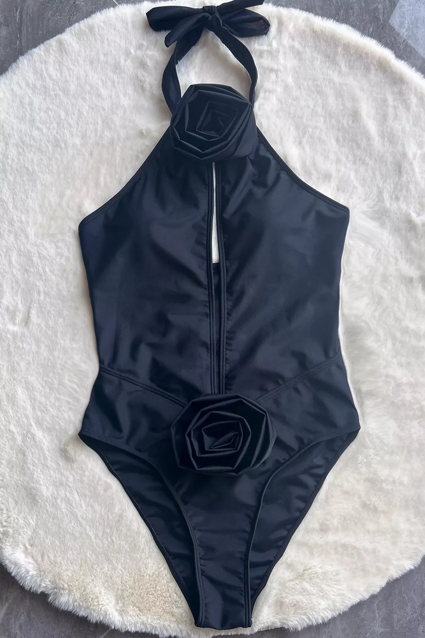 Finaru Black Halter One Piece Swimwear