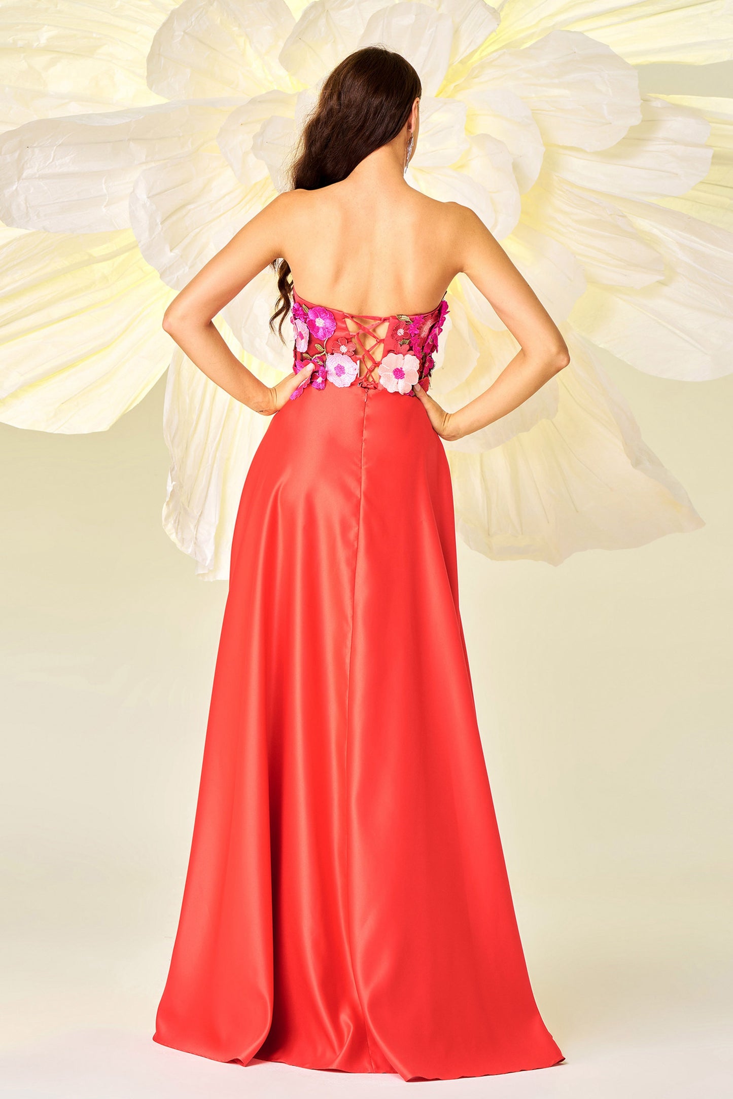 Embroidered Floral Strapless Maxi Dress