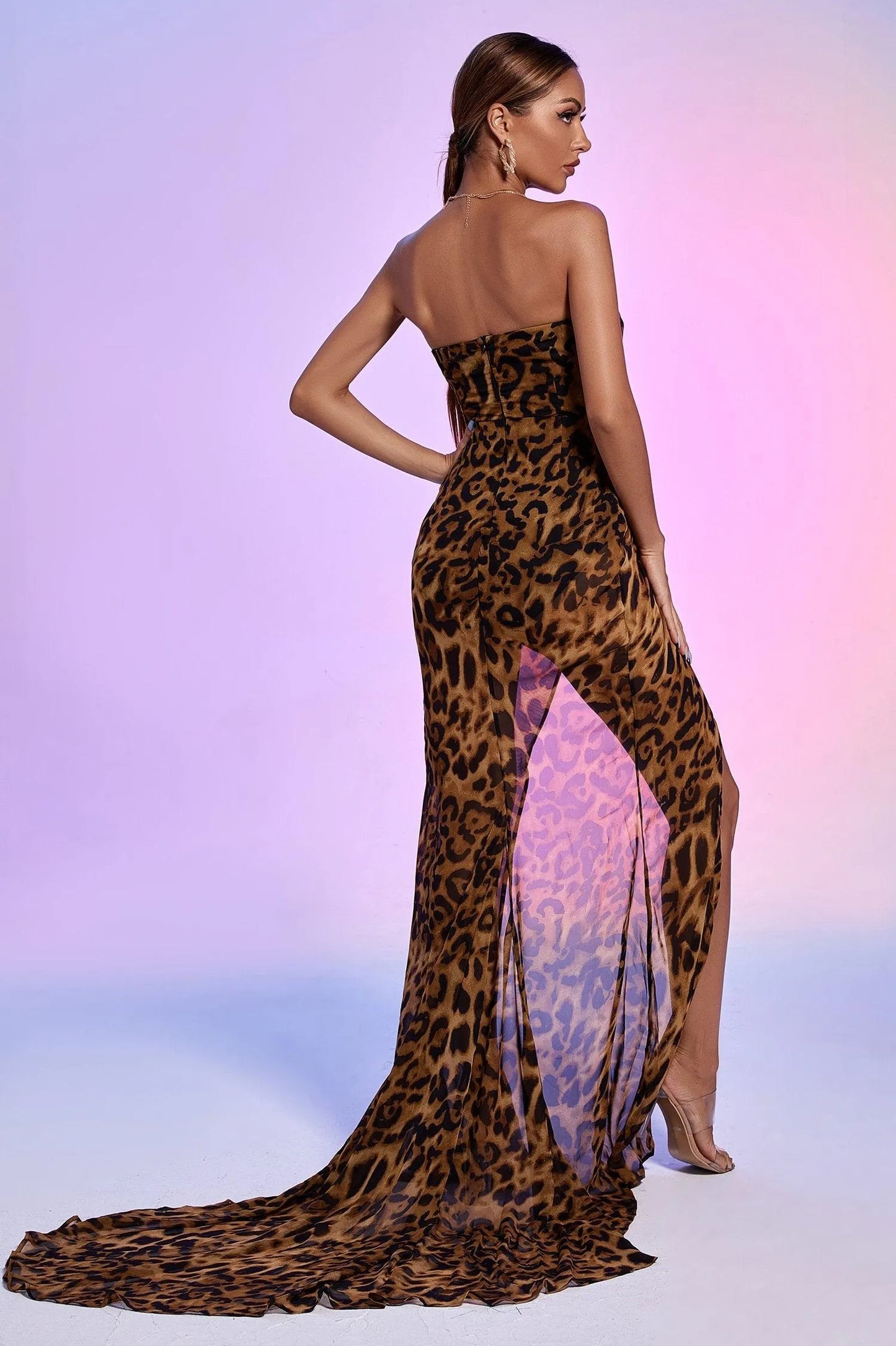 Nava Leopard Mesh Maxi Dress