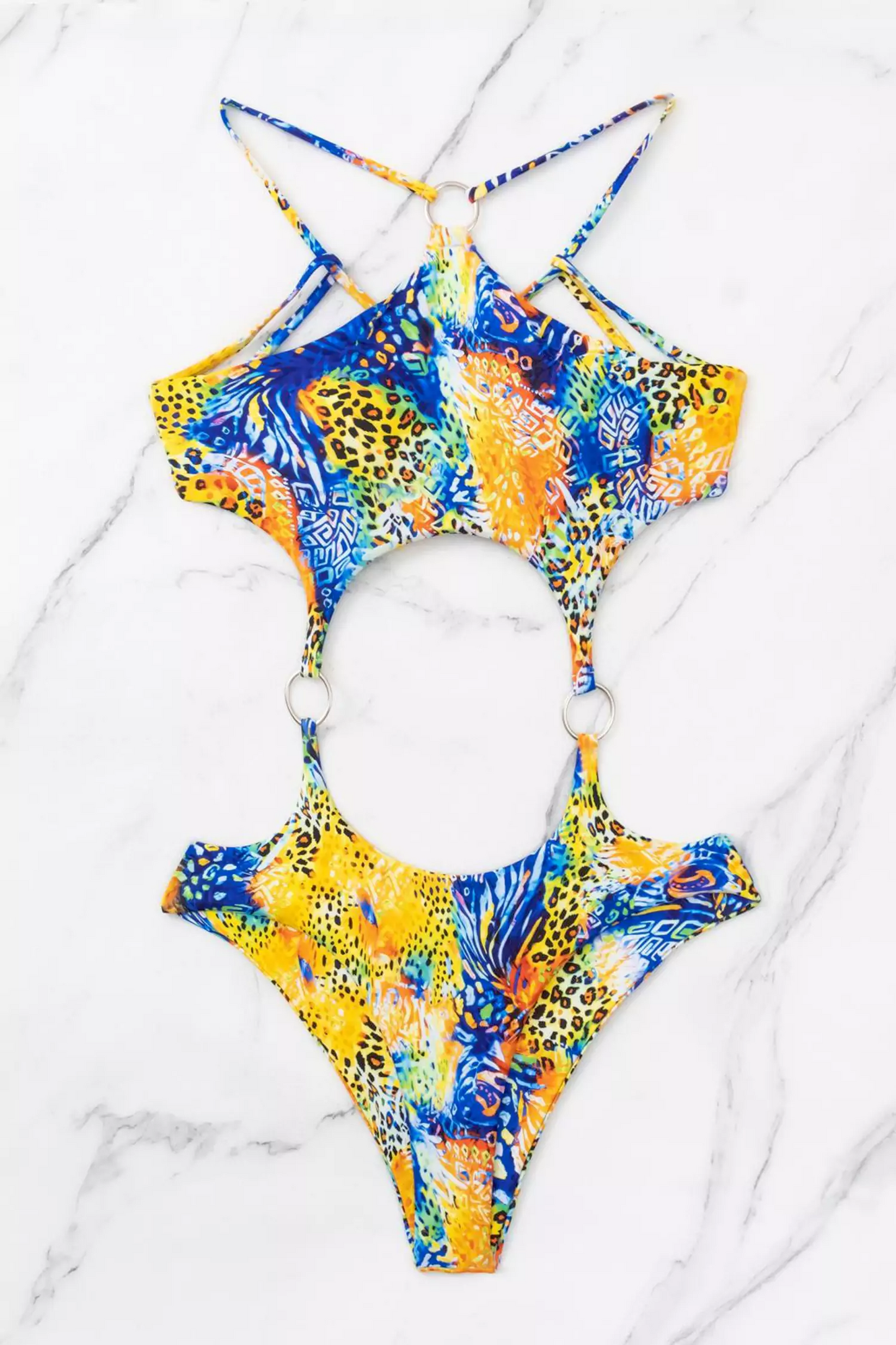 Browne Blue Cut Out Halter Swimwear