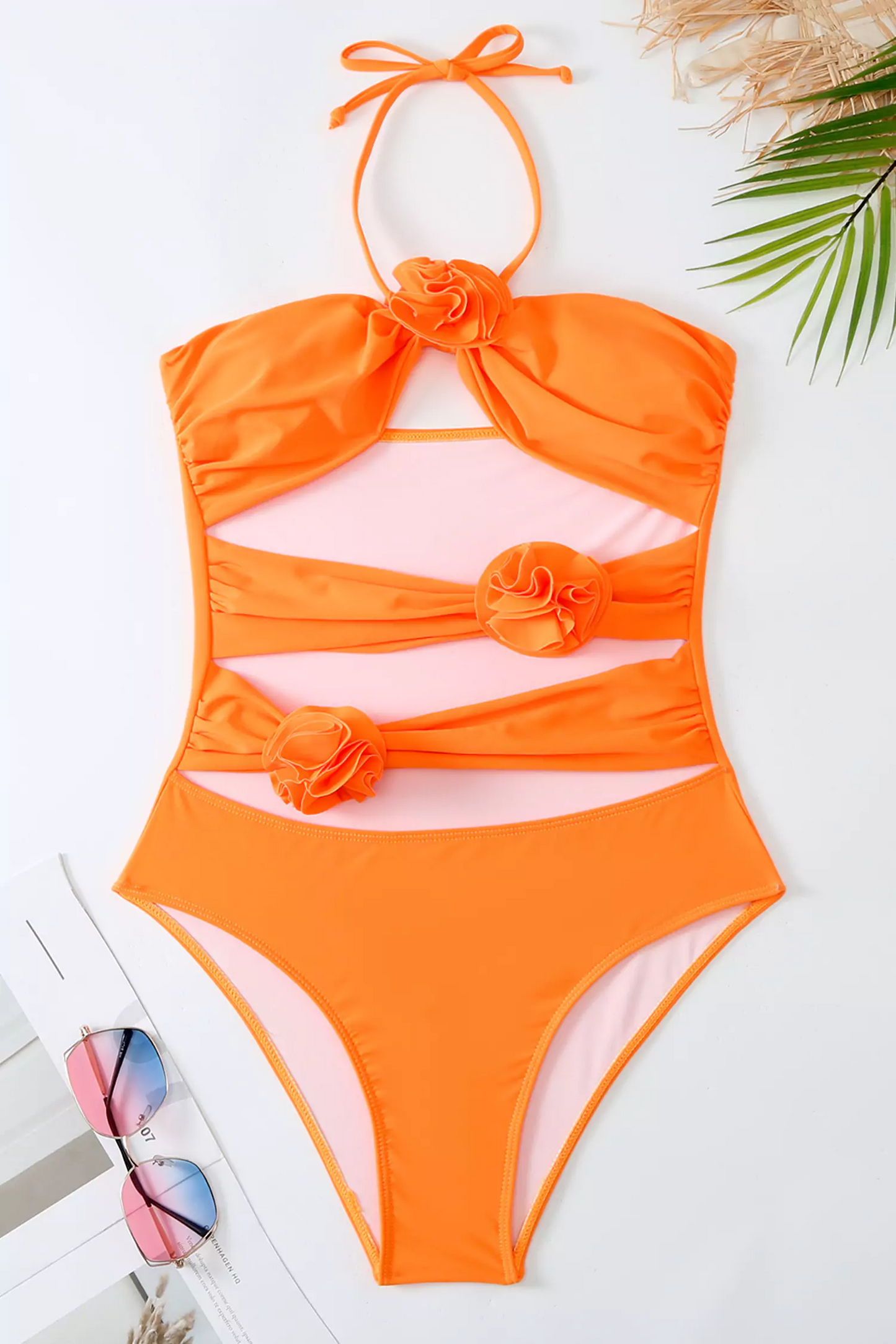 Chamberlain Orange Rose Halter Swimwear