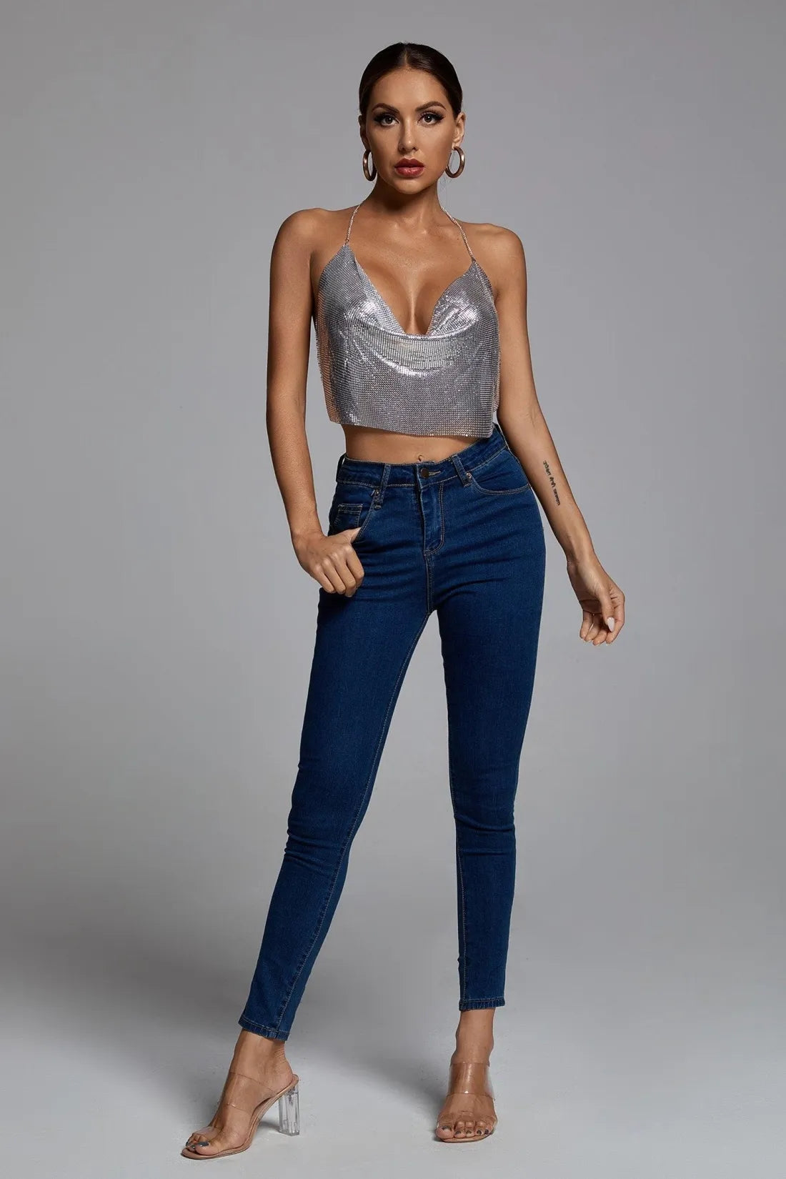 Ferley Diamond Crop Top - Silver