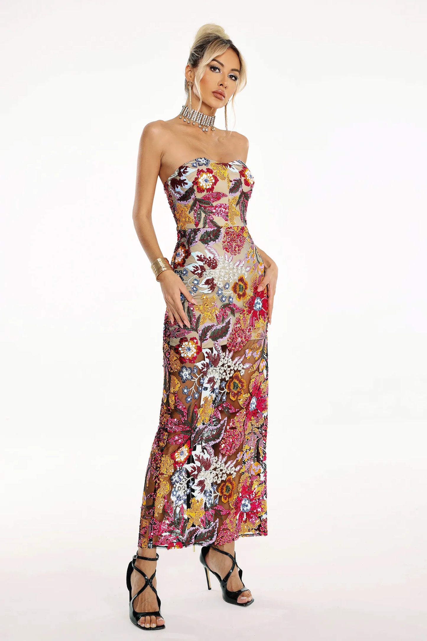 Satu Floral Glitter Maxi Dress