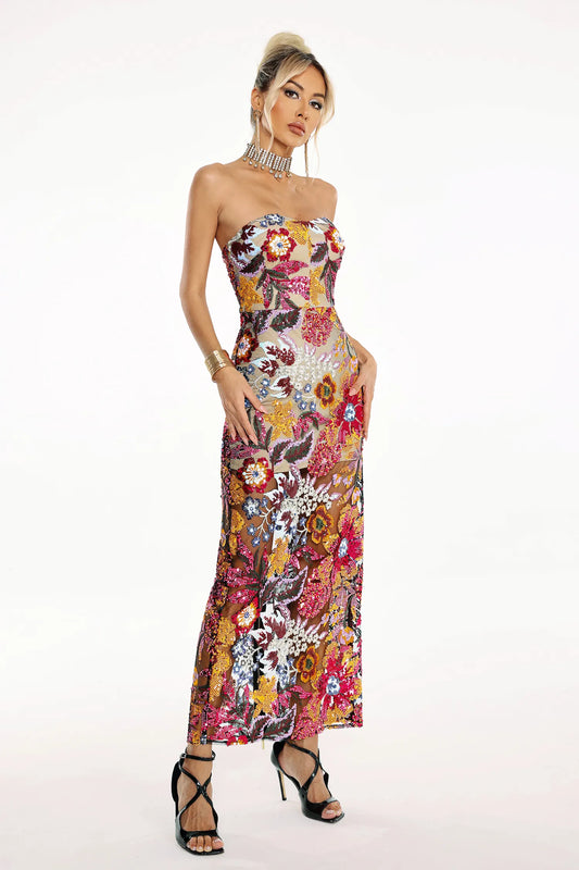 Satu Floral Glitter Maxi Dress