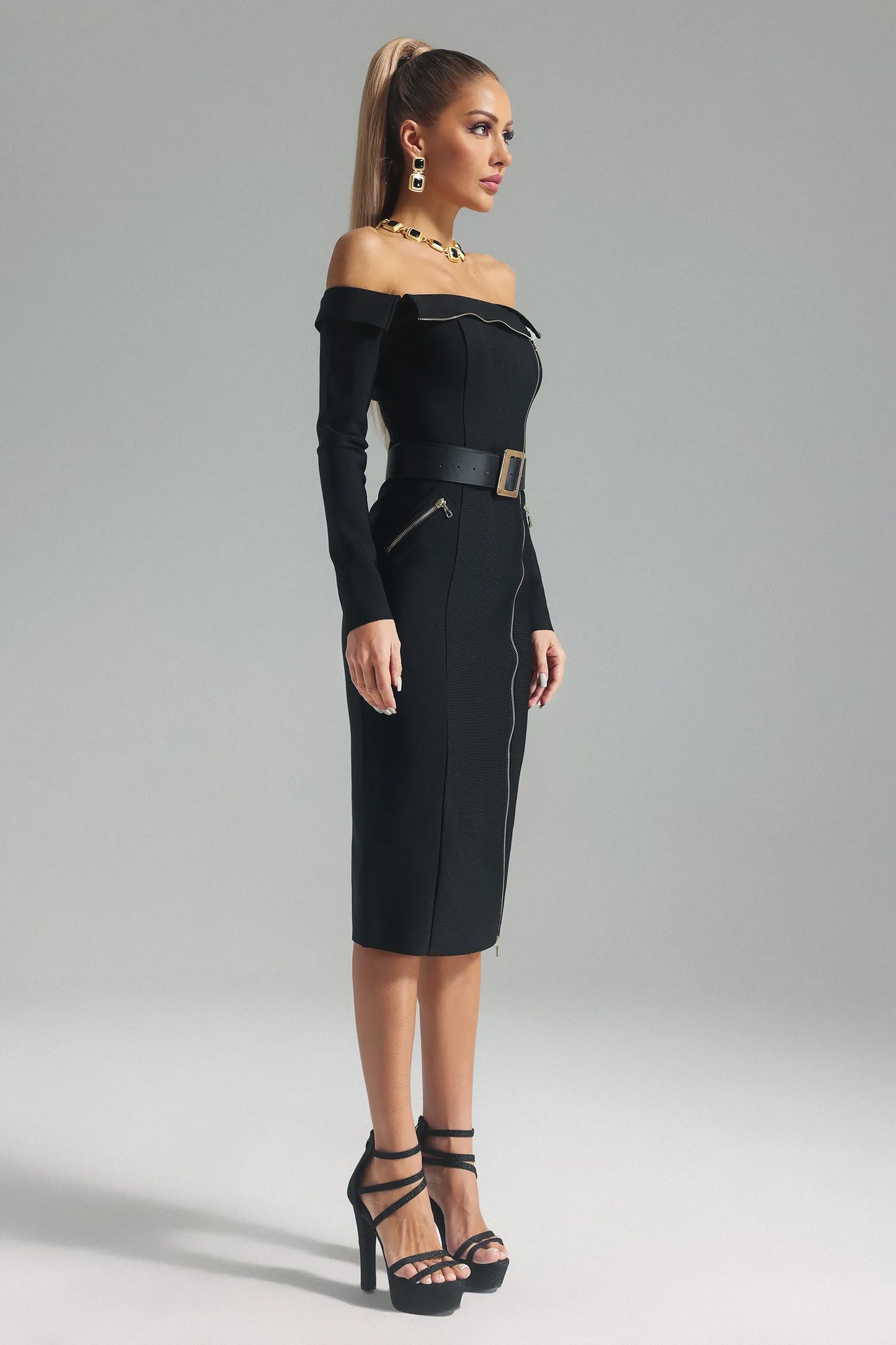 Idara Strapless Bandage Midi Dress