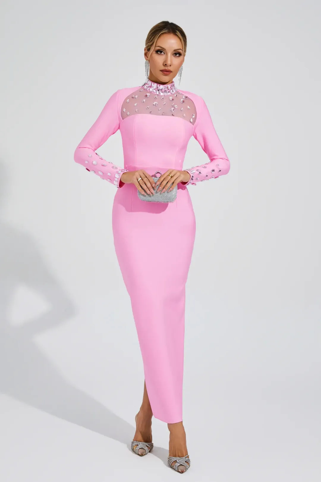 Darren Pink Diamond Bandage Dress