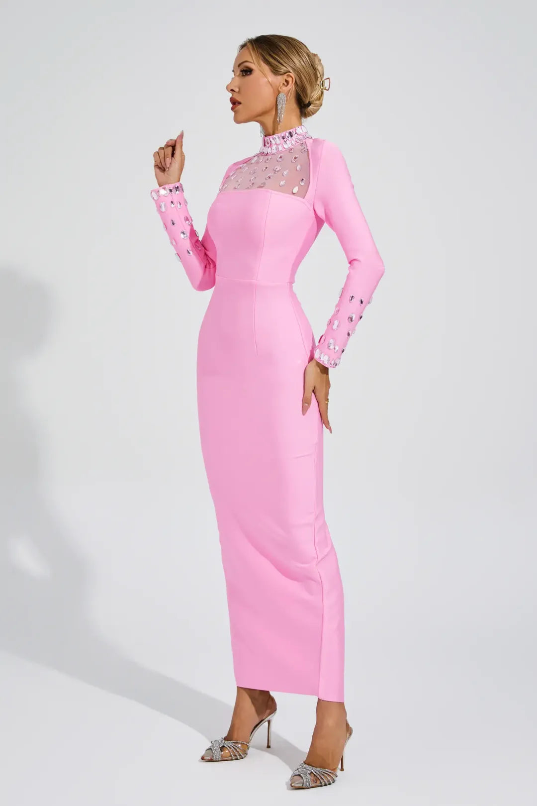 Darren Pink Diamond Bandage Dress