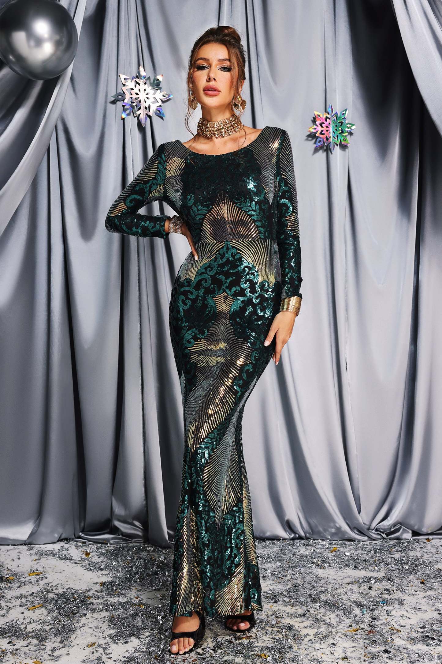 Eleganza Sequin Maxi Dress