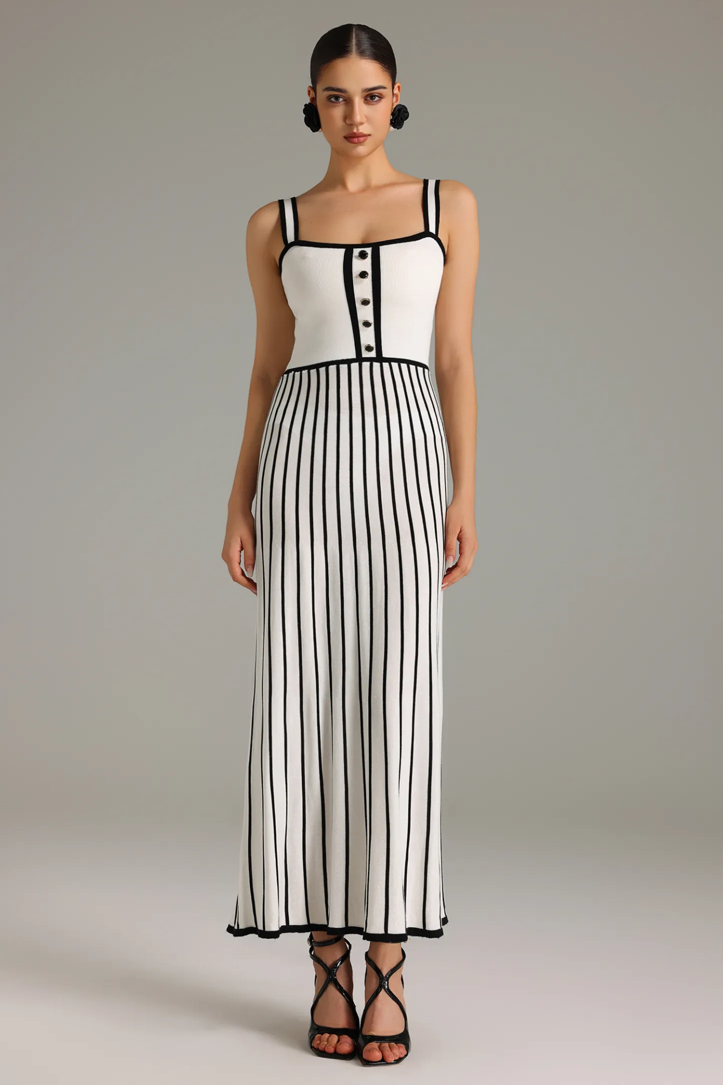 Gertie Halter Stripes Knitted Maxi Dress