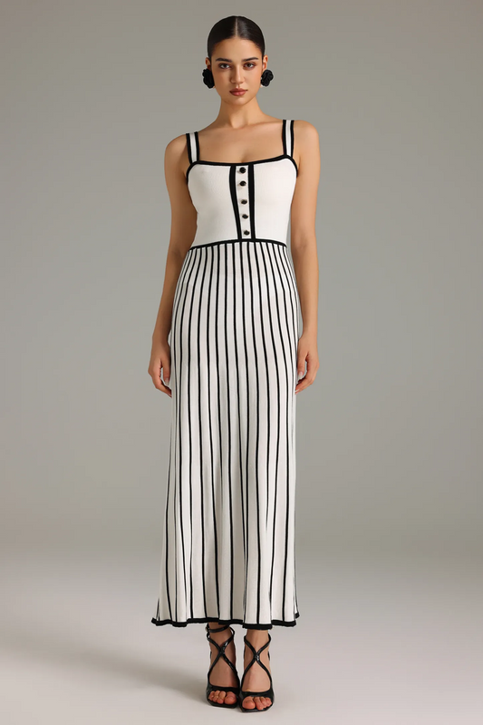 Gertie Halter Stripes Knitted Maxi Dress