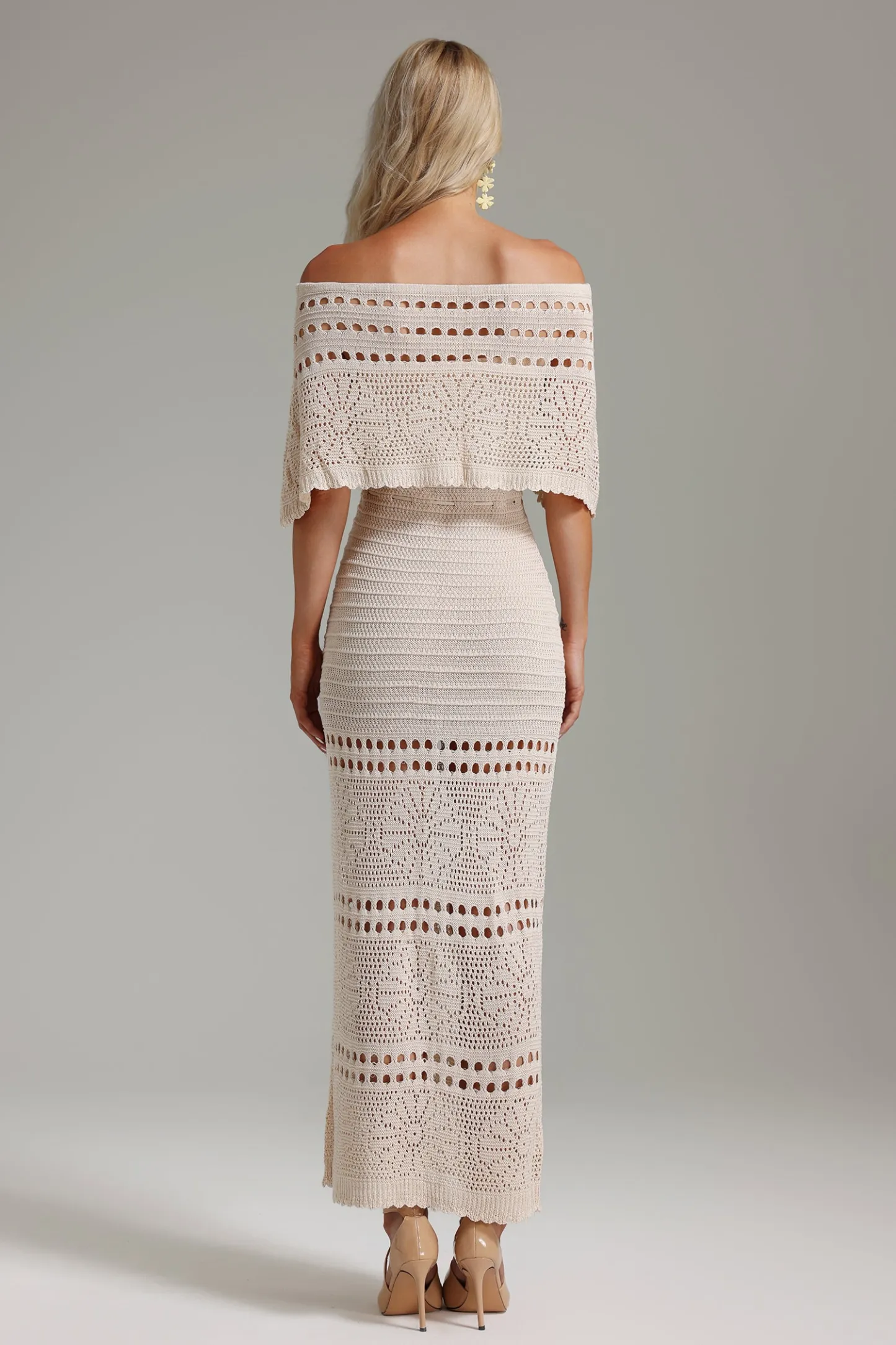 Hedar Off-shoulder Hollow Knitted Dress