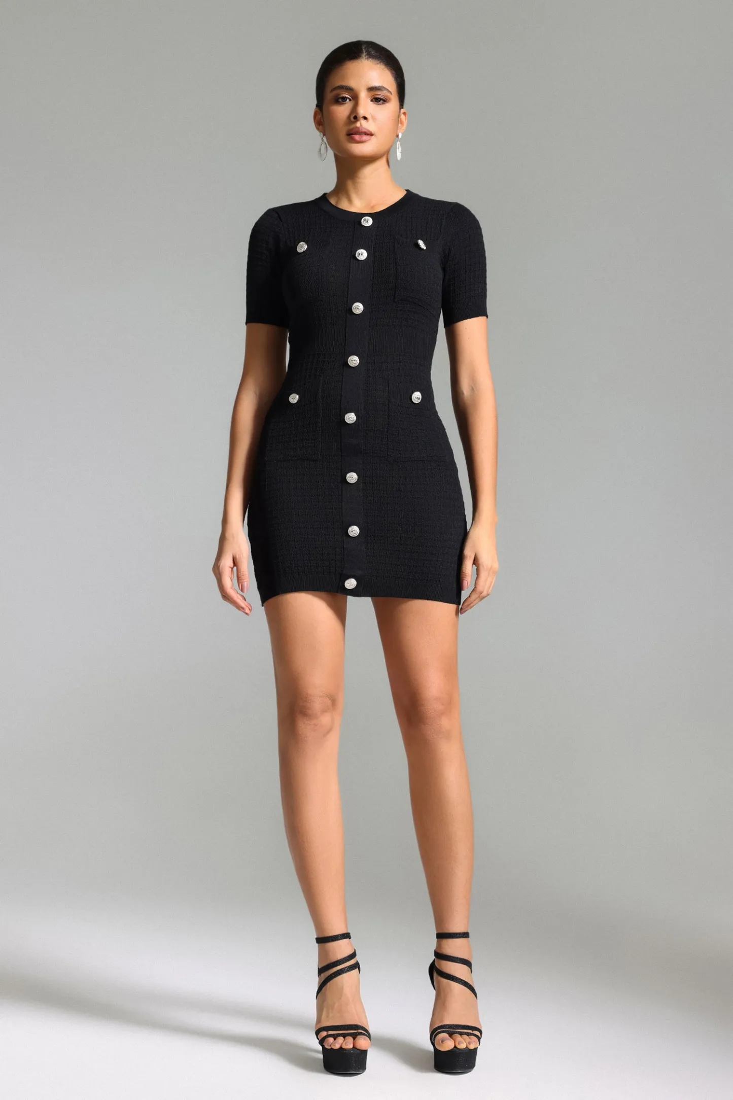 Hilia Crew Neck Knitted Mini Dress