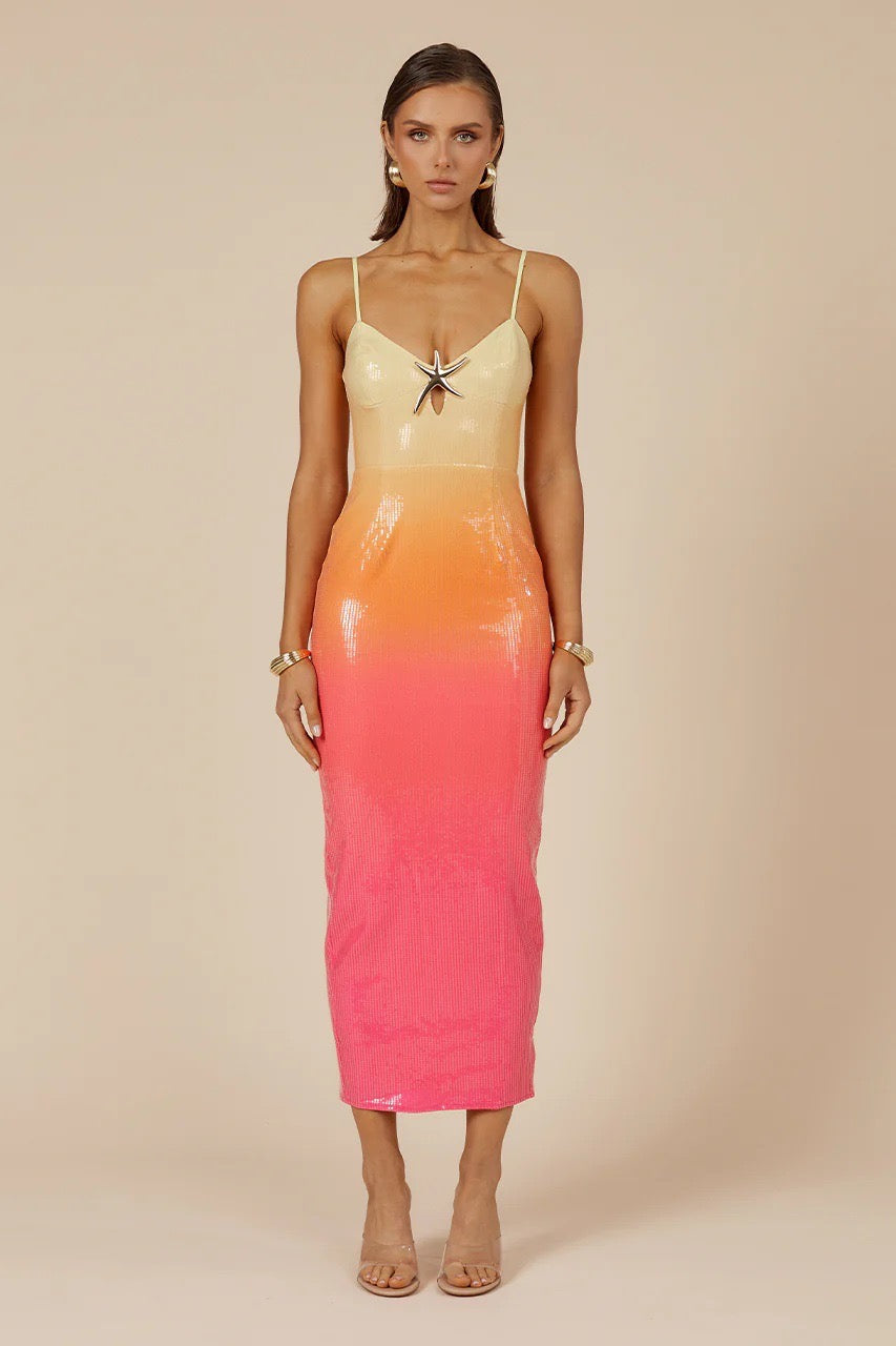 Lexy Gradient Squins Midi Dress