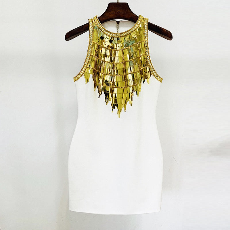 Gertie Strapless Gold Sequins Mini Dress