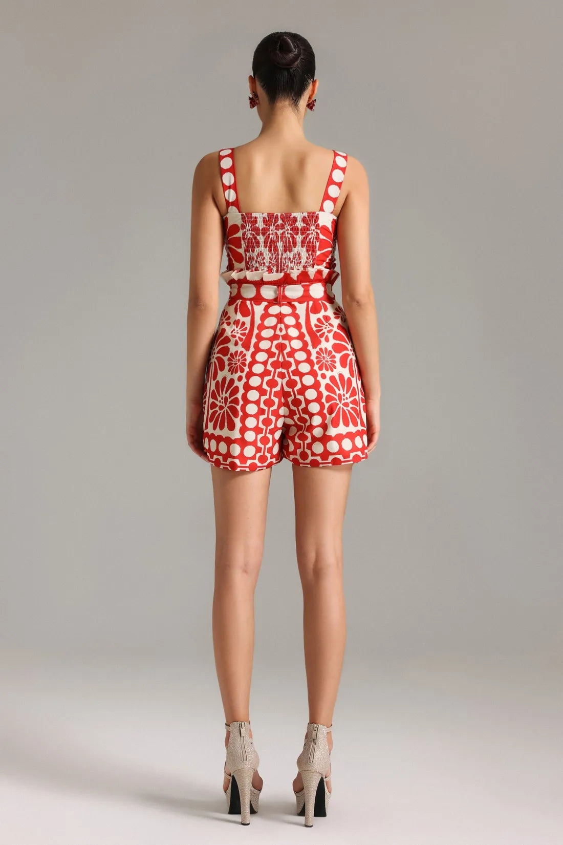 Kailani Halter Printed Playsuit - Red