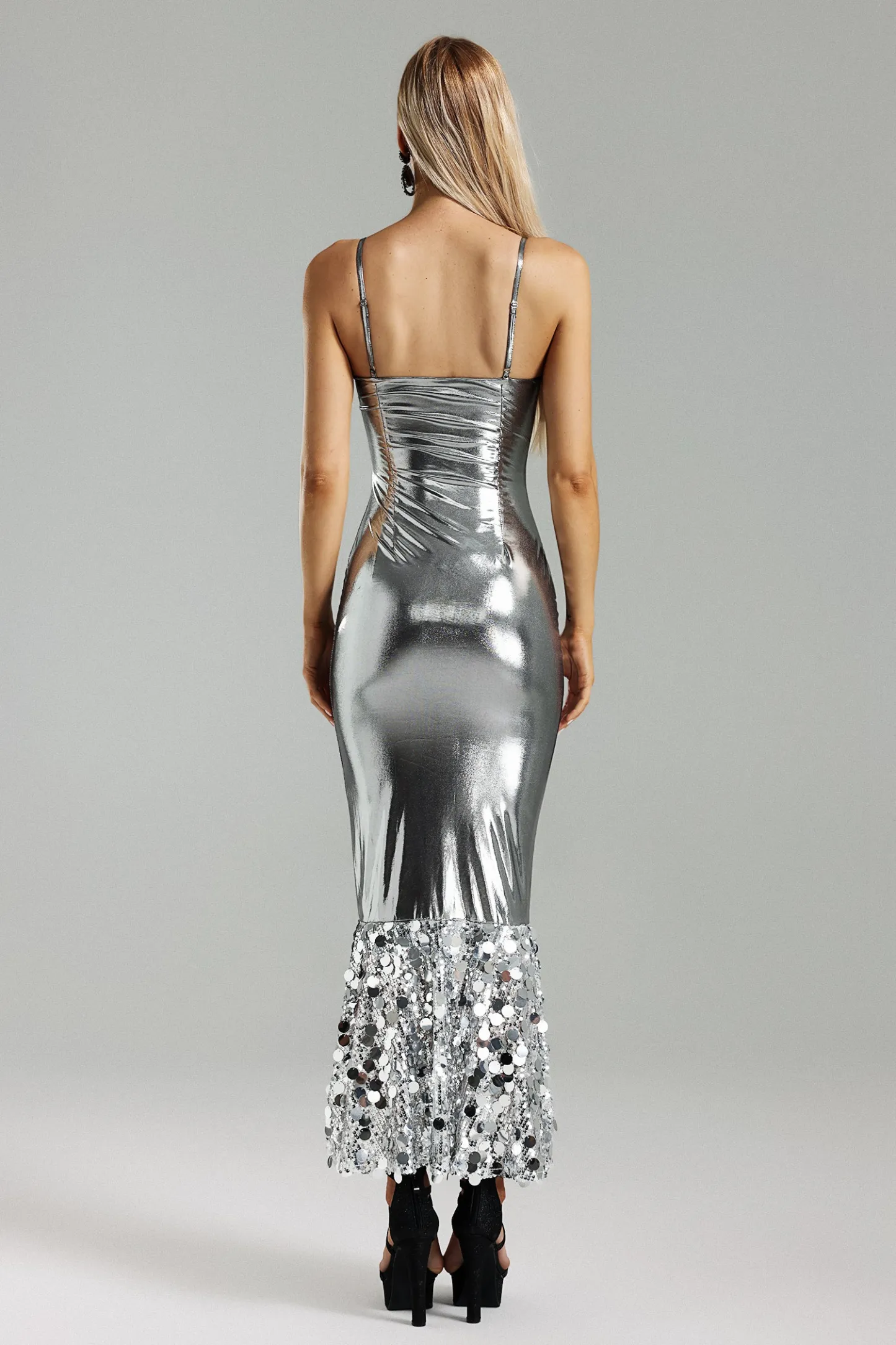 Keryn Metallic Sequins fishtail Dress