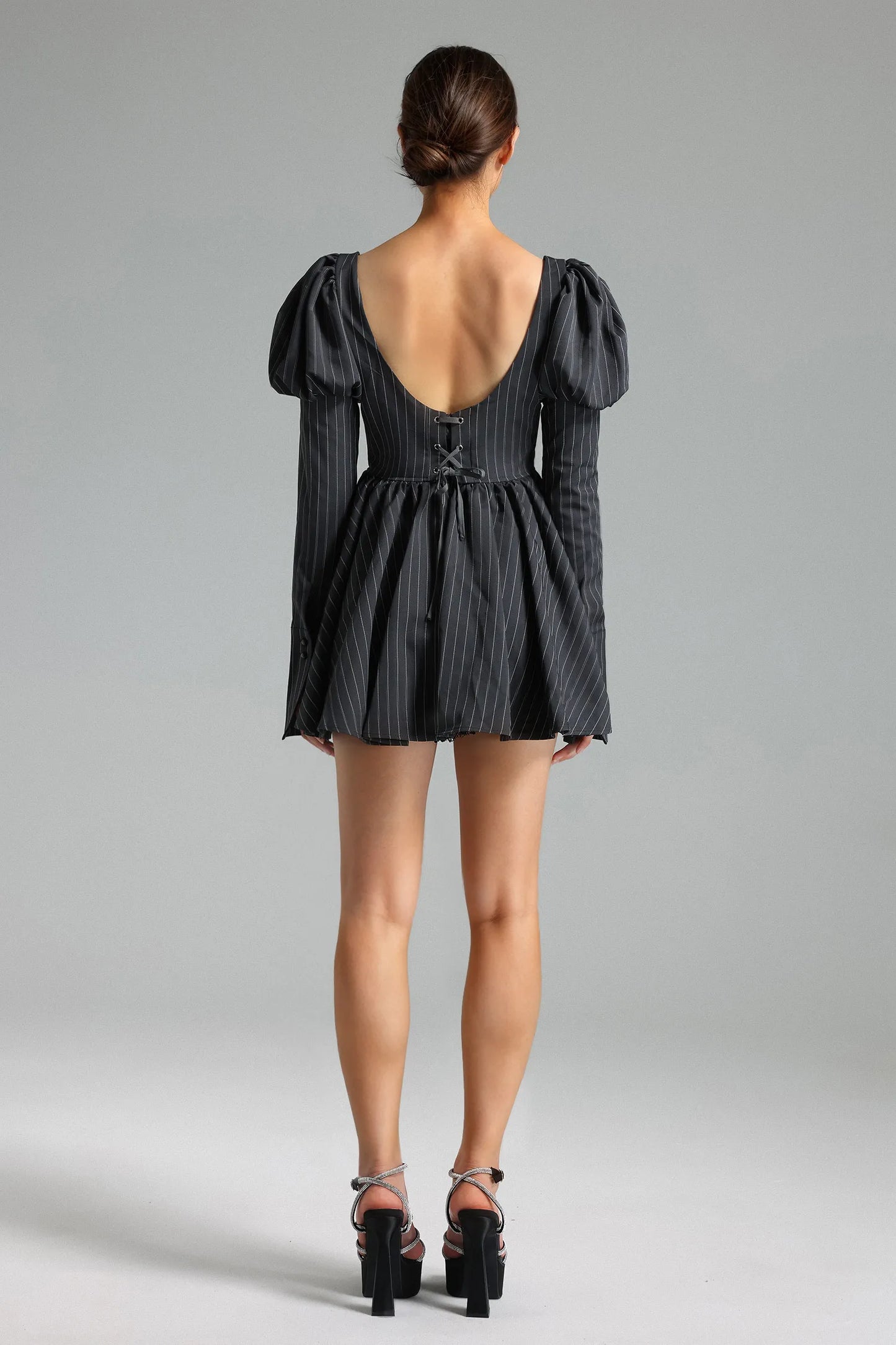 Kiera Puff Sleeves Pleated Mini Dress