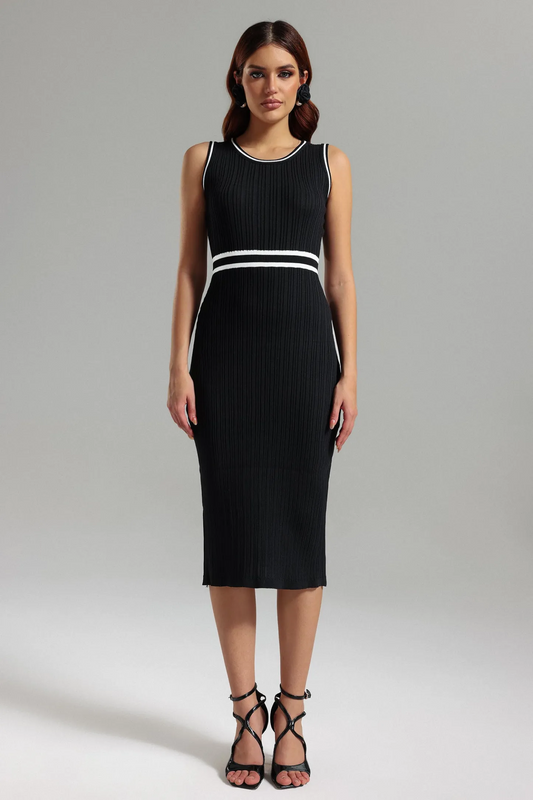 Melisa Stripe Knitted Midi Dress