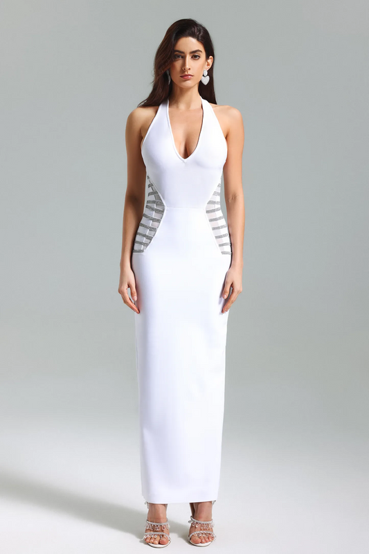 Nirina Diamante Halter Maxi Dress